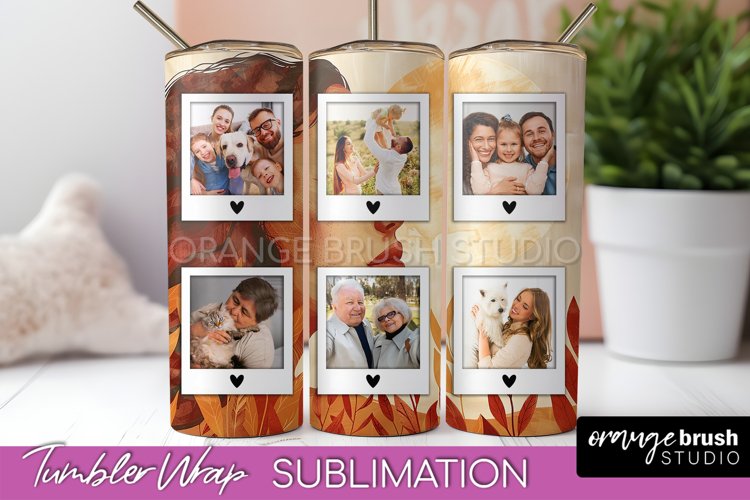 Photo Tumbler Wrap, Boho Family Frame Tumbler Sublimation example image 1