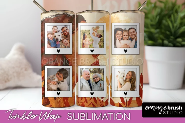Photo Tumbler Wrap, Boho Family Frame Tumbler Sublimation
