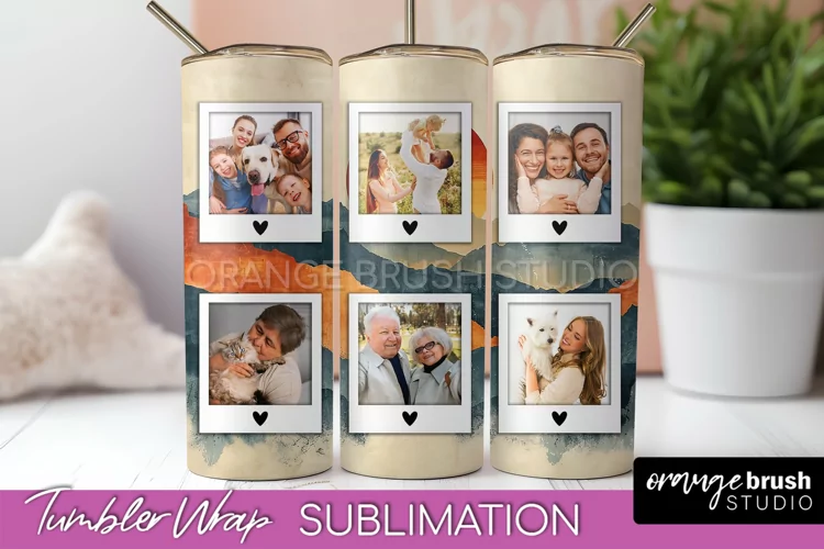 Photo Tumbler Wrap, Boho Family Frame Tumbler Sublimation