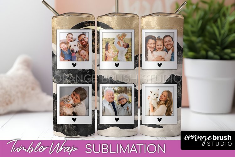 Photo Tumbler Wrap, Boho Family Frame Tumbler Sublimation example image 1