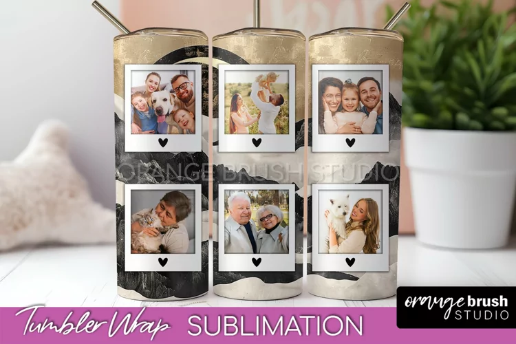 Photo Tumbler Wrap, Boho Family Frame Tumbler Sublimation