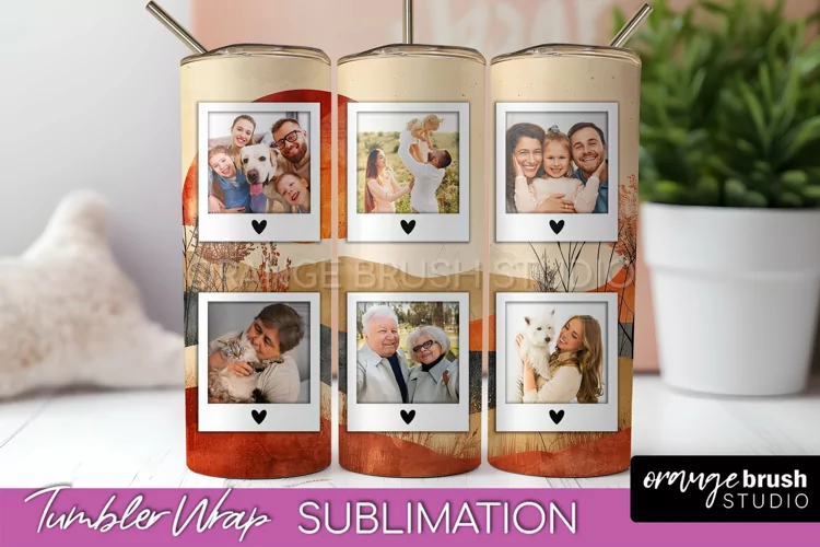 Photo Tumbler Wrap, Boho Family Frame Tumbler Sublimation