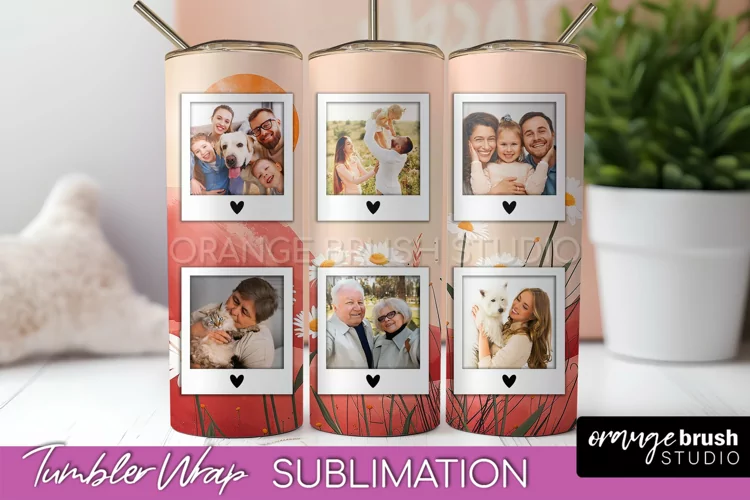 Photo Tumbler Wrap, Boho Family Frame Tumbler Sublimation