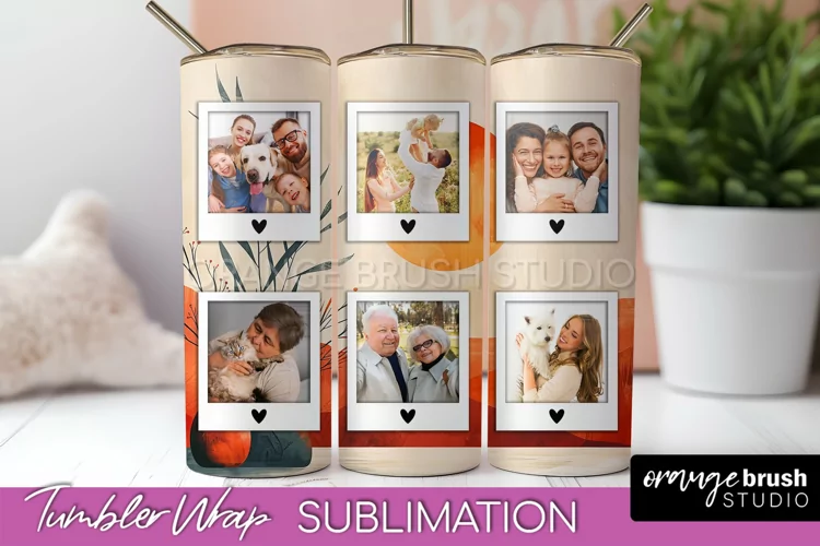 Photo Tumbler Wrap, Boho Family Frame Tumbler Sublimation
