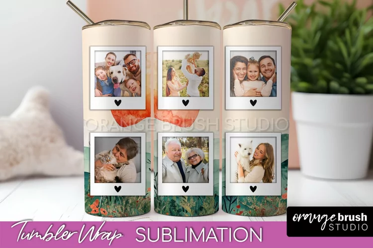 Photo Tumbler Wrap, Boho Family Frame Tumbler Sublimation