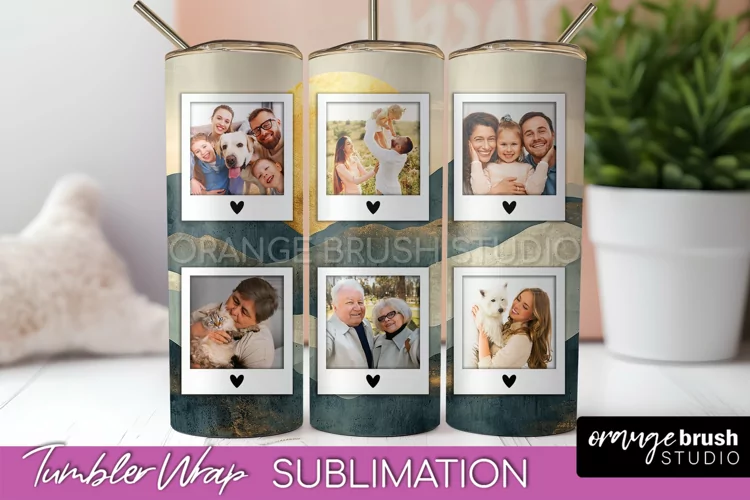 Photo Tumbler Wrap, Boho Family Frame Tumbler Sublimation