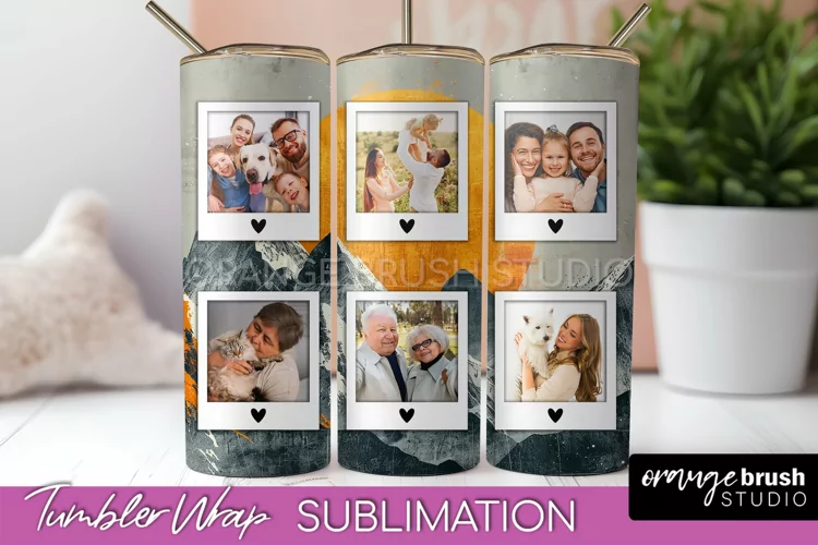 Photo Tumbler Wrap, Boho Family Frame Tumbler Sublimation