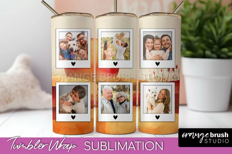 Photo Tumbler Wrap, Boho Family Frame Tumbler Sublimation