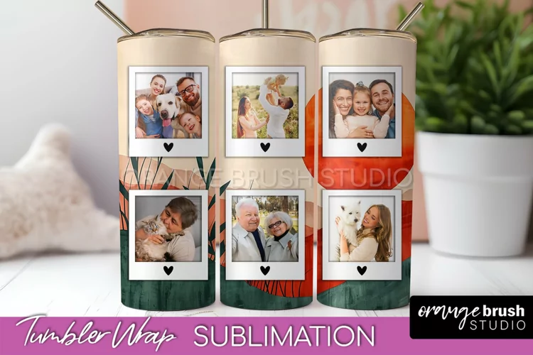Photo Tumbler Wrap, Boho Family Frame Tumbler Sublimation