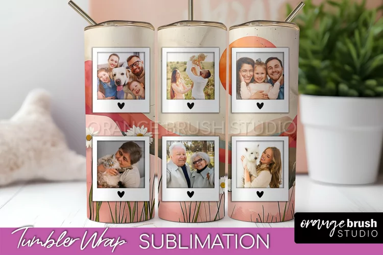 Photo Tumbler Wrap, Boho Family Frame Tumbler Sublimation