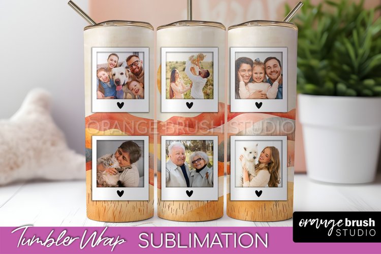 Photo Tumbler Wrap, Boho Family Frame Tumbler Sublimation example image 1