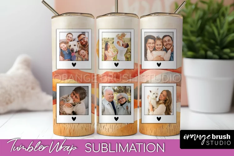 Photo Tumbler Wrap, Boho Family Frame Tumbler Sublimation