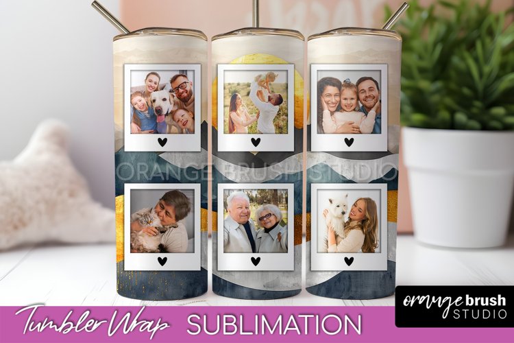 Photo Tumbler Wrap, Boho Family Frame Tumbler Sublimation example image 1