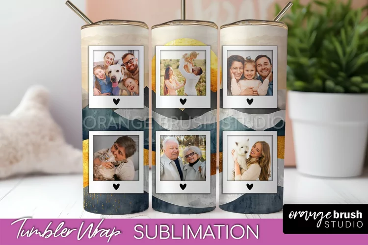 Photo Tumbler Wrap, Boho Family Frame Tumbler Sublimation