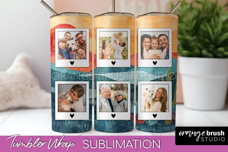 Photo Tumbler Wrap, Boho Family Frame Tumbler Sublimation