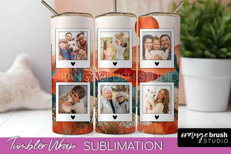 Photo Tumbler Wrap, Boho Family Frame Tumbler Sublimation