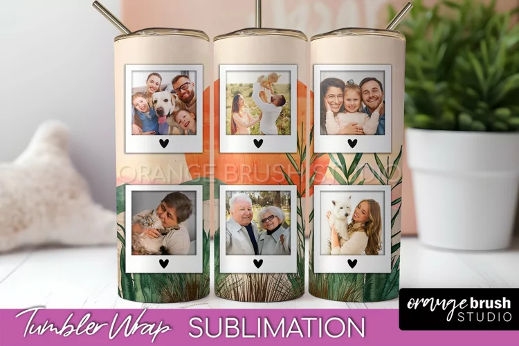Photo Tumbler Wrap, Boho Family Frame Tumbler Sublimation