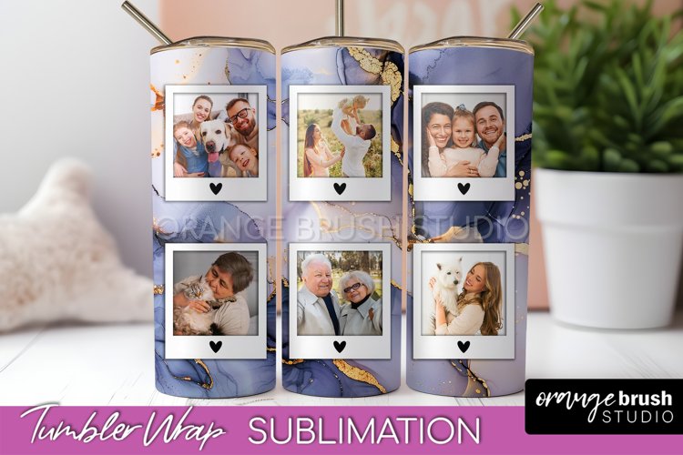 Photo Tumbler Wrap, Marble Family Frame Tumbler Sublimation