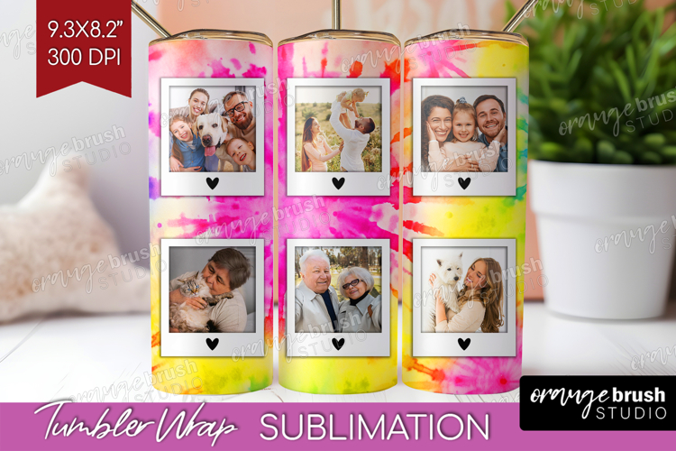 Tie Dye Photo Tumbler PNG - Rainbow Picture Tumbler Wrap