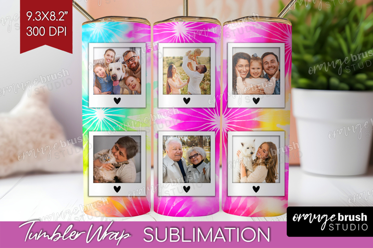 Tie Dye Photo Tumbler PNG - Rainbow Picture Tumbler Wrap