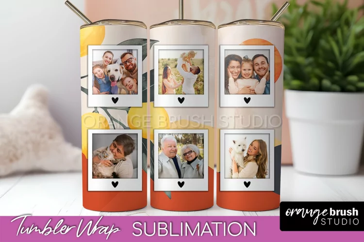Photo Tumbler Wrap, Boho Family Frame Tumbler Sublimation