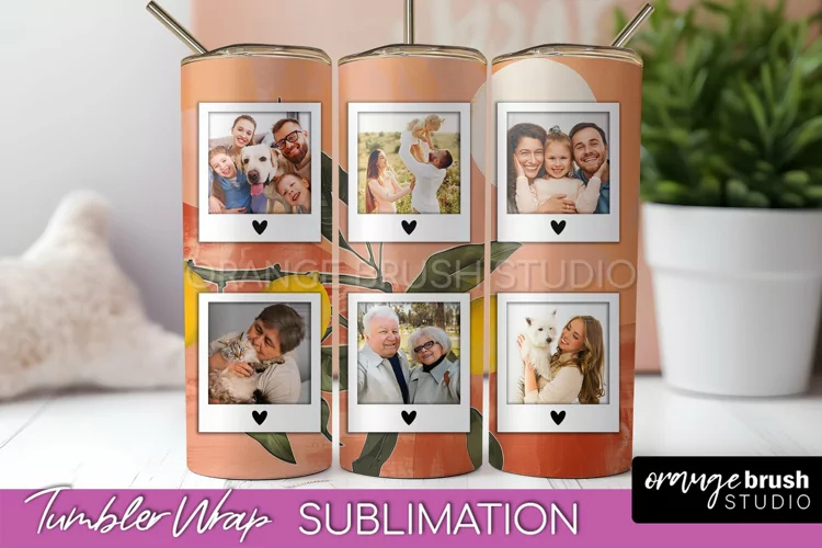 Photo Tumbler Wrap, Boho Family Frame Tumbler Sublimation