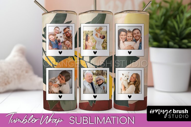 Photo Tumbler Wrap, Boho Family Frame Tumbler Sublimation example image 1