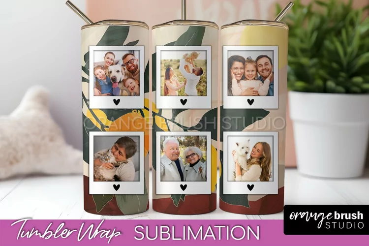 Photo Tumbler Wrap, Boho Family Frame Tumbler Sublimation