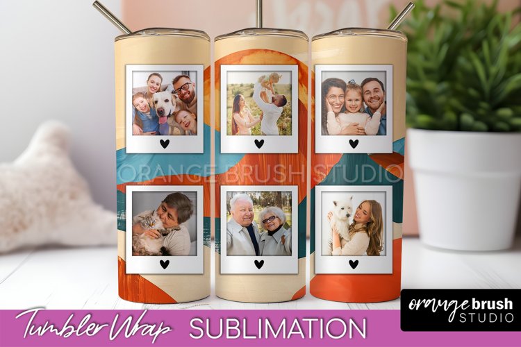 Photo Tumbler Wrap, Boho Family Frame Tumbler Sublimation example image 1