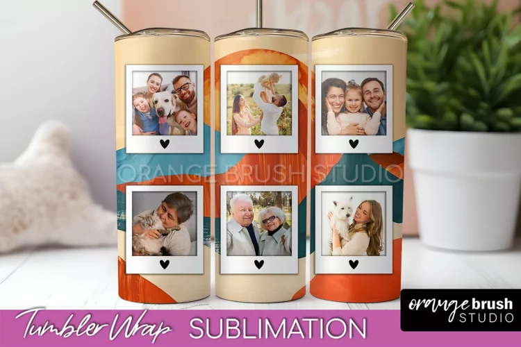 Photo Tumbler Wrap, Boho Family Frame Tumbler Sublimation
