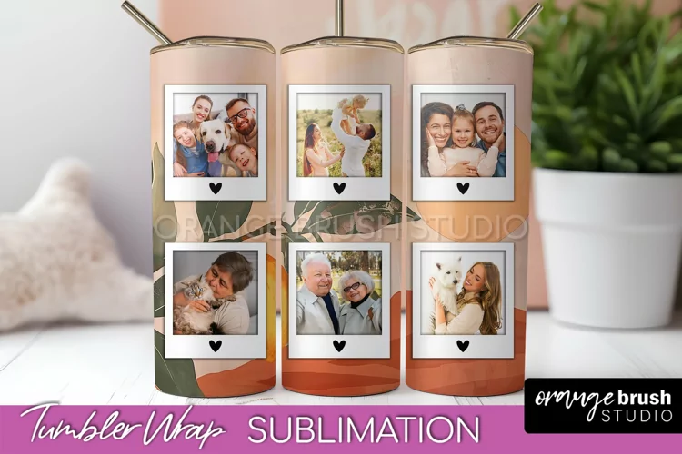 Photo Tumbler Wrap, Boho Family Frame Tumbler Sublimation