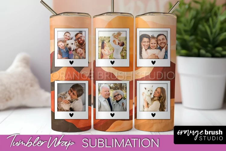 Photo Tumbler Wrap, Boho Family Frame Tumbler Sublimation