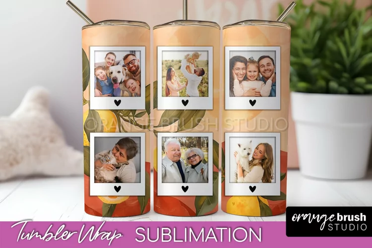 Photo Tumbler Wrap, Boho Family Frame Tumbler Sublimation