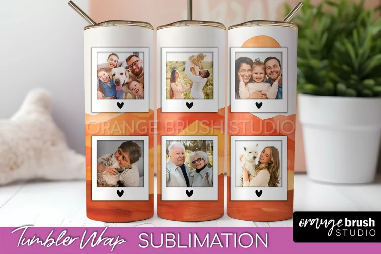 Photo Tumbler Wrap, Boho Family Frame Tumbler Sublimation