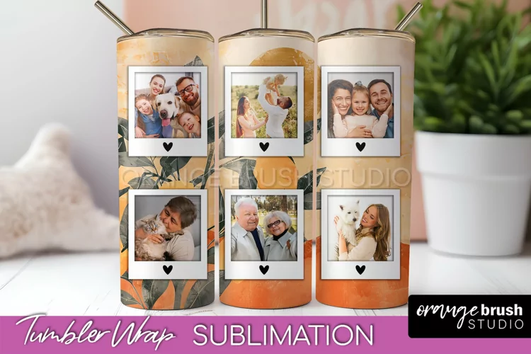 Photo Tumbler Wrap, Boho Family Frame Tumbler Sublimation