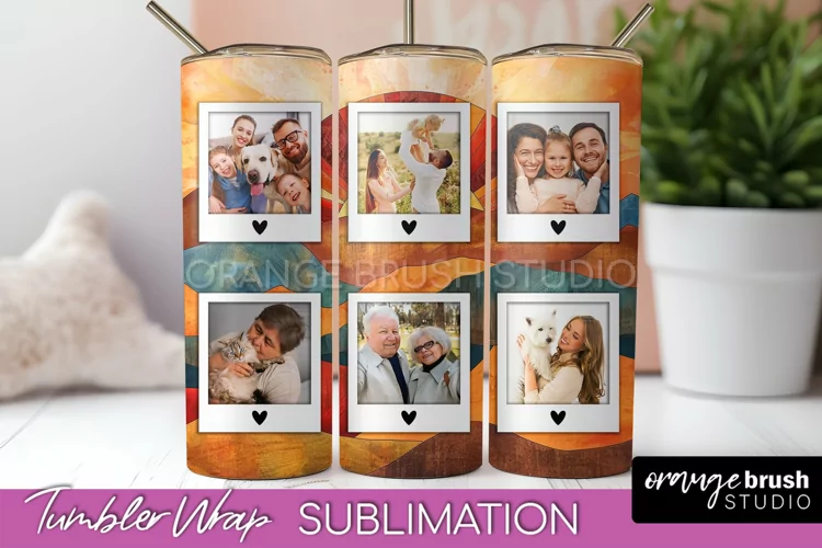 Photo Tumbler Wrap, Boho Family Frame Tumbler Sublimation