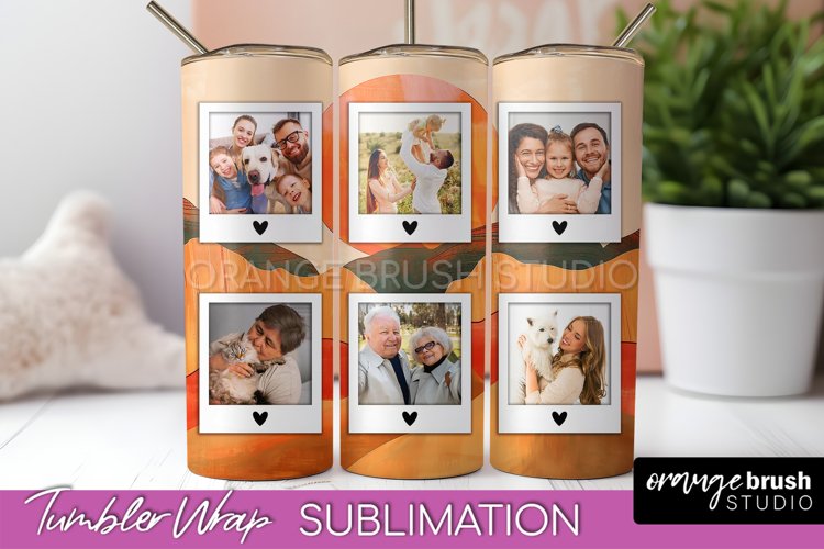 Photo Tumbler Wrap, Boho Family Frame Tumbler Sublimation example image 1