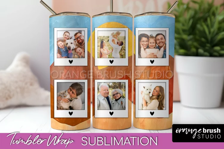 Photo Tumbler Wrap, Boho Family Frame Tumbler Sublimation