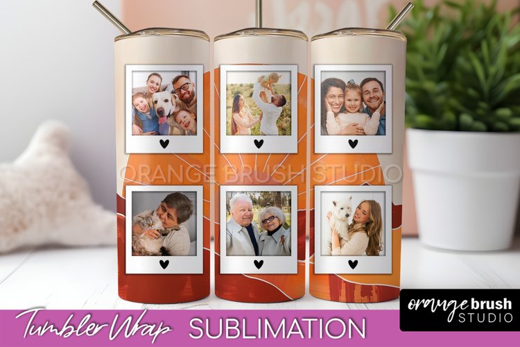 Photo Tumbler Wrap, Boho Family Frame Tumbler Sublimation example image 1