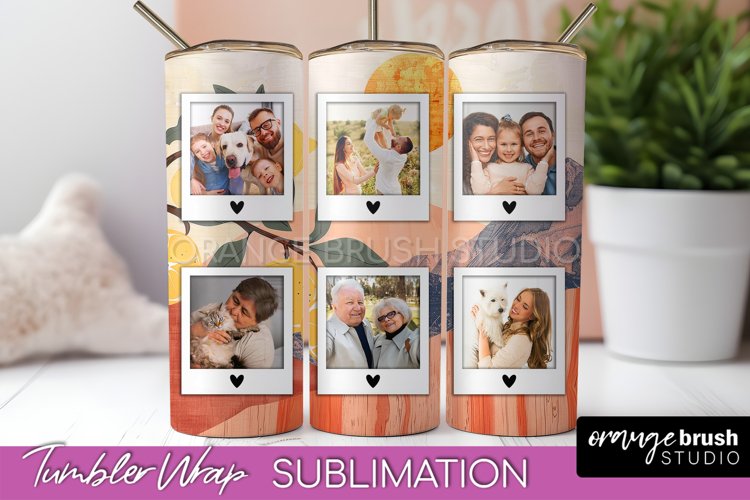 Photo Tumbler Wrap, Boho Family Frame Tumbler Sublimation example image 1