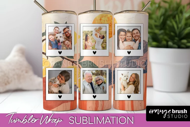 Photo Tumbler Wrap, Boho Family Frame Tumbler Sublimation