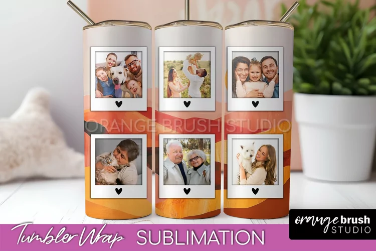 Photo Tumbler Wrap, Boho Family Frame Tumbler Sublimation