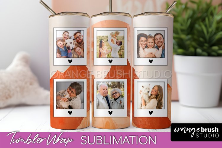 Photo Tumbler Wrap, Boho Family Frame Tumbler Sublimation example image 1