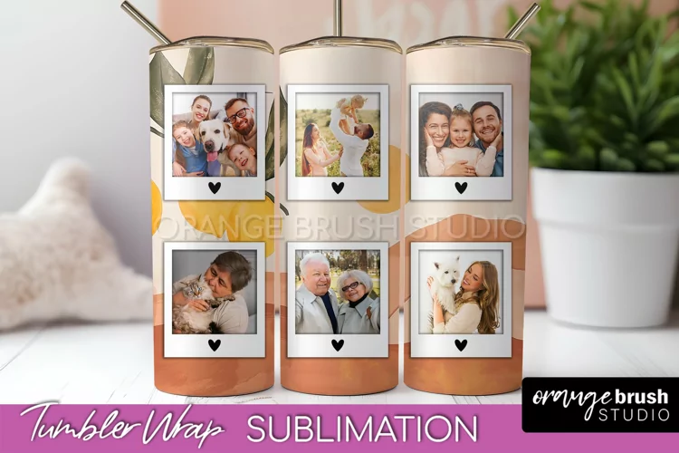 Photo Tumbler Wrap, Boho Family Frame Tumbler Sublimation