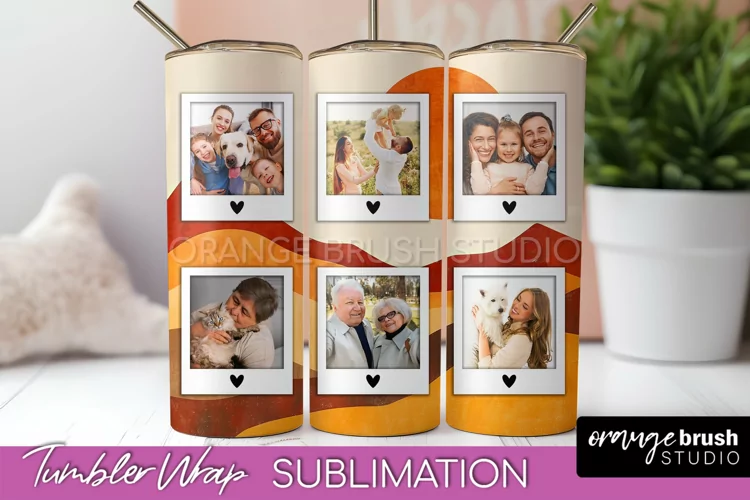 Photo Tumbler Wrap, Boho Family Frame Tumbler Sublimation