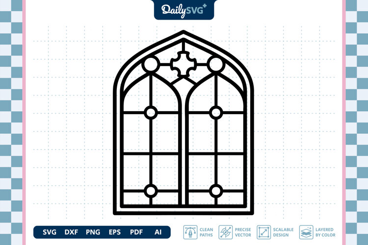 Victorian Gothic Window SVG Ornamental Architecture Cut File example image 1