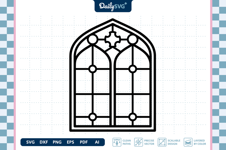Victorian Gothic Window SVG Ornamental Architecture Cut File