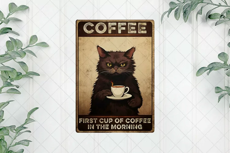 Vintage Black Cat Sublimation Clipart