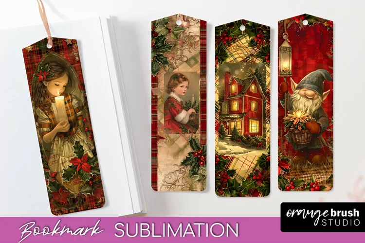 Vintage Christmas Bookmark - Retro Christmas Bookmarks PNG