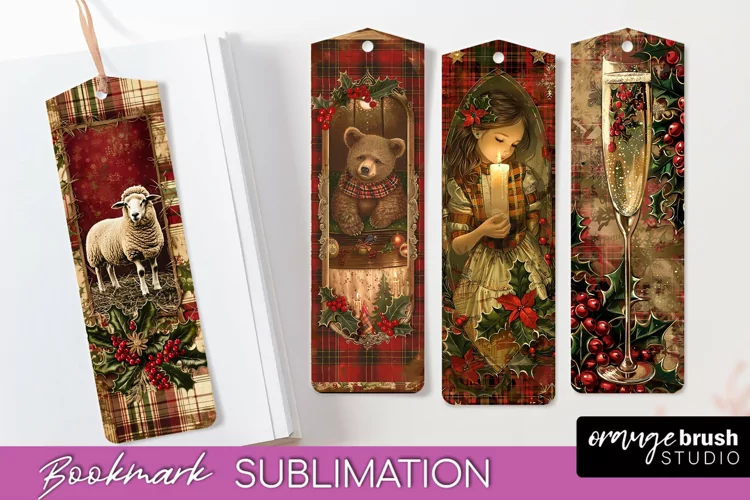 Vintage Christmas Bookmark - Retro Christmas Bookmarks PNG